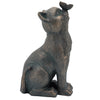 Sagebrook Home Resin, 14``H Cat W/ Butterfly, Bronze