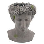Sagebrook Home 15989 19"H Resin, Lady with Daisies Planter, Gray