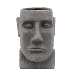 Sagebrook Home 15990-01 11"  Resin, Moai Head Planter, Gray