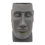 Sagebrook Home 15990-02 13" Resin, Moai Head Planter, Gray