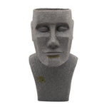 Sagebrook Home 15991-01 20" H Resin, Moai Bust Planter, Gray