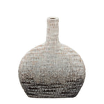 Sagebrook Home 10"H Textured Oval 2-Tone Vase, Beige