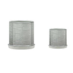 Sagebrook Home Set of 2 10/12`` Ridges Planter W/ Saucer, White