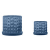 Sagebrook Home 16033-02 10"/12" Diamond Planter with Saucer, Blue, Set of 2