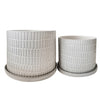 Sagebrook Home 16036-01 10"/12" Tribal Planter with Saucer, White, Set of 2