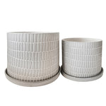 Sagebrook Home 16036-01 10"/12" Tribal Planter with Saucer, White, Set of 2