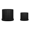 Sagebrook Home 16037-01 10"/12" Textured Planter with Saucer, Black, Set of 2