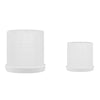 Sagebrook Home 16037-02 10"/12" Textured Planter with Saucer, White, Set of 2