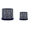 Sagebrook Home 16038-01 10"/12" Tribal Planter with Saucer, Blue, Set of 2 