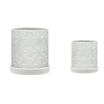 Sagebrook Home 16039-01 10"/12" Scaly Planter with Saucer, White, Set of 2