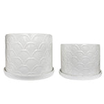 Sagebrook Home 16035-01 10"/12" Meshed Planter with Saucer, White, Set of 2