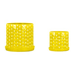 Sagebrook Home 16041-02 10"/12" Mesh Lines Planter with Saucer, Yellow, Set of 2