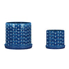 Sagebrook Home 16041-03 10"/12" Mesh Lines Planter with Saucer, Blue, Set of 2