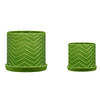 Sagebrook Home 16042-01 10"/12" Chevron Planter with Saucer, Green, Set of 2