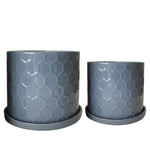 Sagebrook Home 16043-01 10"/12" Honeycomb Planter with Saucer, Gray, Set of 2