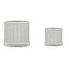 Sagebrook Home 16044-01 10"/12" Ridges Planter with Saucer, White, Set of 2