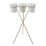 Sagebrook Home 3-Cup Metal Planter On Gold Stand, White