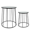 Sagebrook Home Set of 2 Metal 20/24``H  End Tables W/ Mirror Top, Black