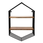 Sagebrook Home 16070-01 32" H Metal/Wood Hexagon Wall Shelf, Brown