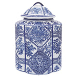 Sagebrook Home 16416 Ceramic, 14" Octagon Jar, Blue