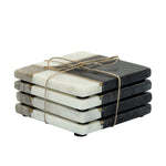 Sagebrook Home 16482-02 Marble, Set of 4 Coasters With Inlay, Black