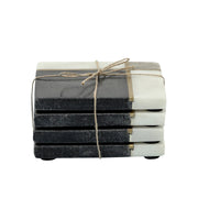 Sagebrook Home 16482-02 Marble, Set of 4 Coasters With Inlay, White