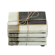 Sagebrook Home 16482-02 Marble, Set of 4 Coasters With Inlay, White/Black