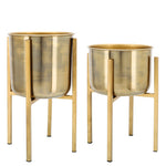Sagebrook Home 16565 Metal, Set of 2 13"/14" Planters, Gold
