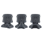 Sagebrook Home 16960-02 Ceramic, Set of 3 7" Buddha Head Planters, Black