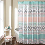 Lush Decor Elephant Stripe Shower Curtain Turquoise & Pink