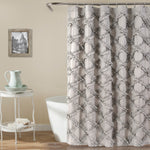 Lush Decor Ruffle Diamond Shower Curtain Gray