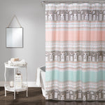 Lush Decor Llama Stripe Shower Curtain Pink & Turq