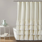 Lush Decor Ella Lace Ruffle Shower Curtain Ivory