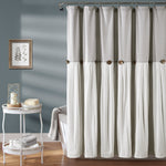 Lush Decor Linen Button Shower Curtain Gray & White