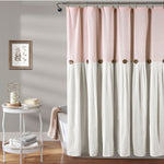 Lush Decor Linen Button Shower Curtain Blush & White