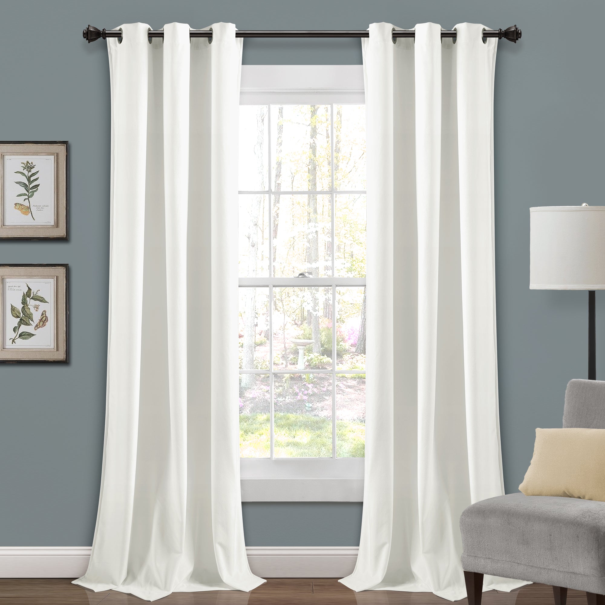 Lush Decor Prima Velvet Solid Room Darkening Window Curtain Panels Off  White Set