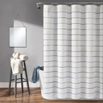 Lush Decor Ombre Stripe Yarn Dyed Cotton Shower Curtain Navy & Multi Single