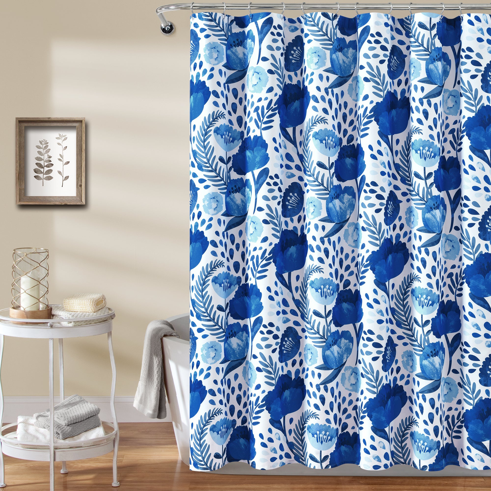 Lush Decor Poppy Garden Shower Curtain Blue Single Uber Bazaar