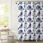 Lush Decor French Country Toile Shower Curtain White & Blue Single