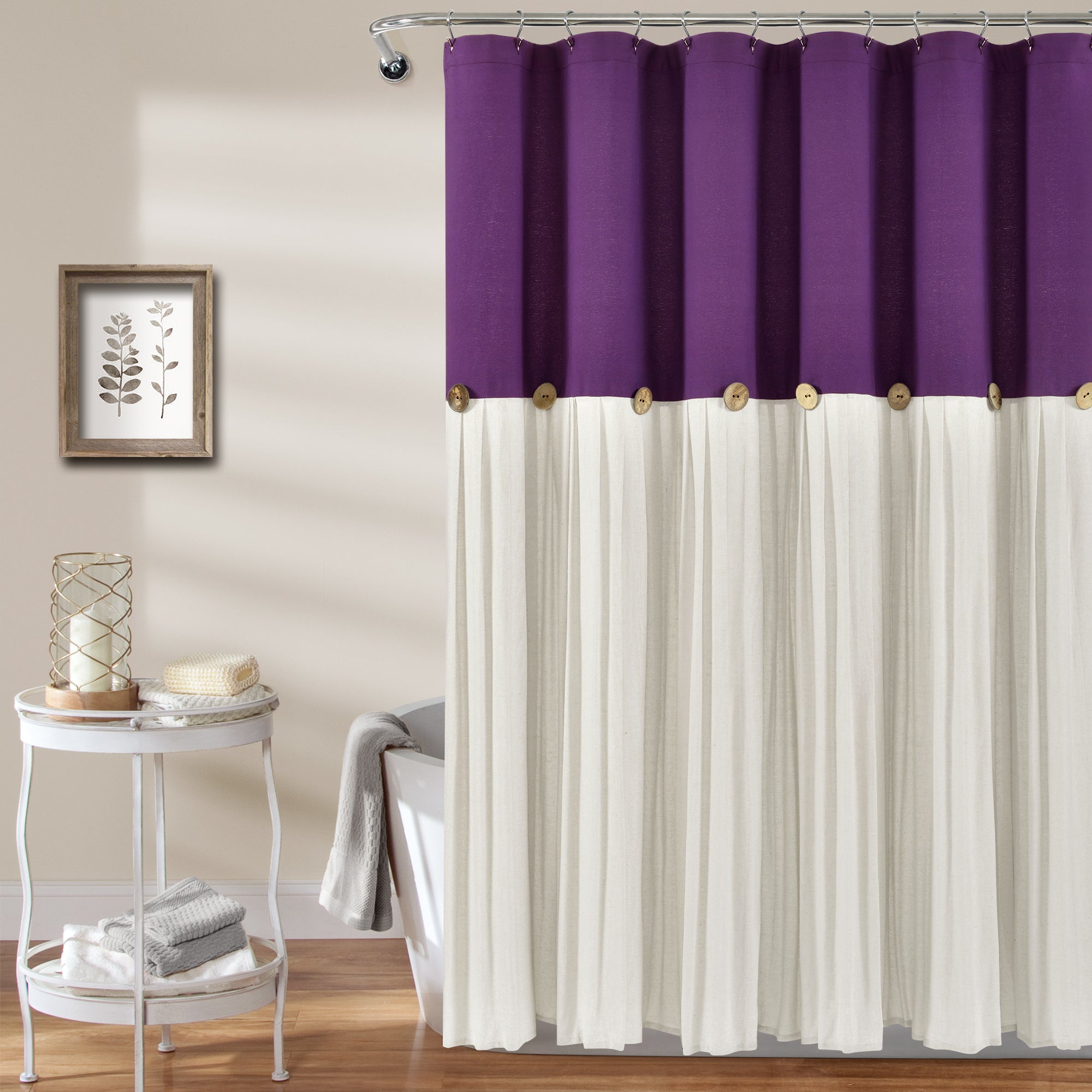 Lush Decor Linen Button Shower Curtain Purple & White Single – Uber Bazaar