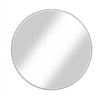 Benzara Round Wall Mirror with Metal Frame, Large, White and Silver