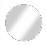 Benzara Round Wall Mirror with Metal Frame, Large, White and Silver