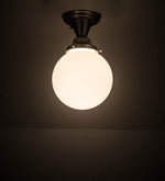 Meyda Lighting 178884 8"W Revival Schoolhouse White Globe Flushmount Ceiling Fixture