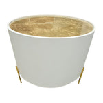 Sagebrook Home 18545-04 Wood, 24" Gold Leaf Top Side Table, White/Gld