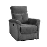 Benzara Fabric Upholstered Glider Recliner with Tufted Details, Gray