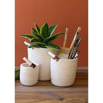 Kalalou CCH1158  White Cotton Coiled Storage Basket