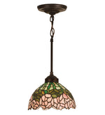 Meyda Lighting 18710 8" Wide Tiffany Cabbage Rose Mini Pendant