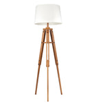 Benzara 63 inch Wooden Tripod Floor Lamp with Drum Shade, Brown