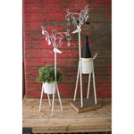 Kalalou CQ7291 Set Of Two Metal Deer Planters With Glass Gems - Ant White
