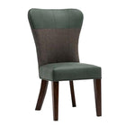 Benzara Two Tone Fabric Upholstered Dining Chair, Set of 2, Green and Gray